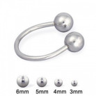 Сережка підкова срібляста з кульками 16G (1,2мм) для пірсингу