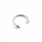 Сережка срібляста підкова з шипами 16G (1,2мм) для пірсингу